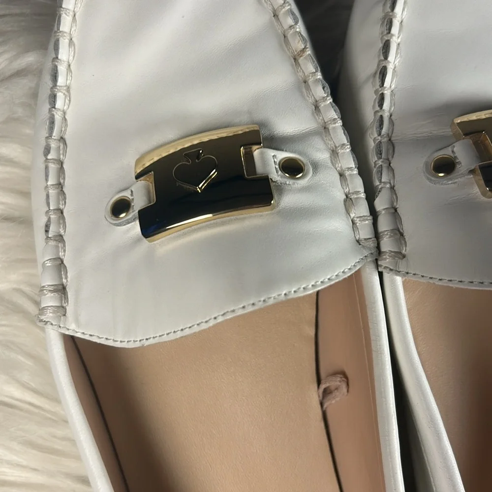 KATE SPADE Loafers Women's Size 8 Kate Spade Carmen S1350018 White Leather Shoes - Picture 7 of 15